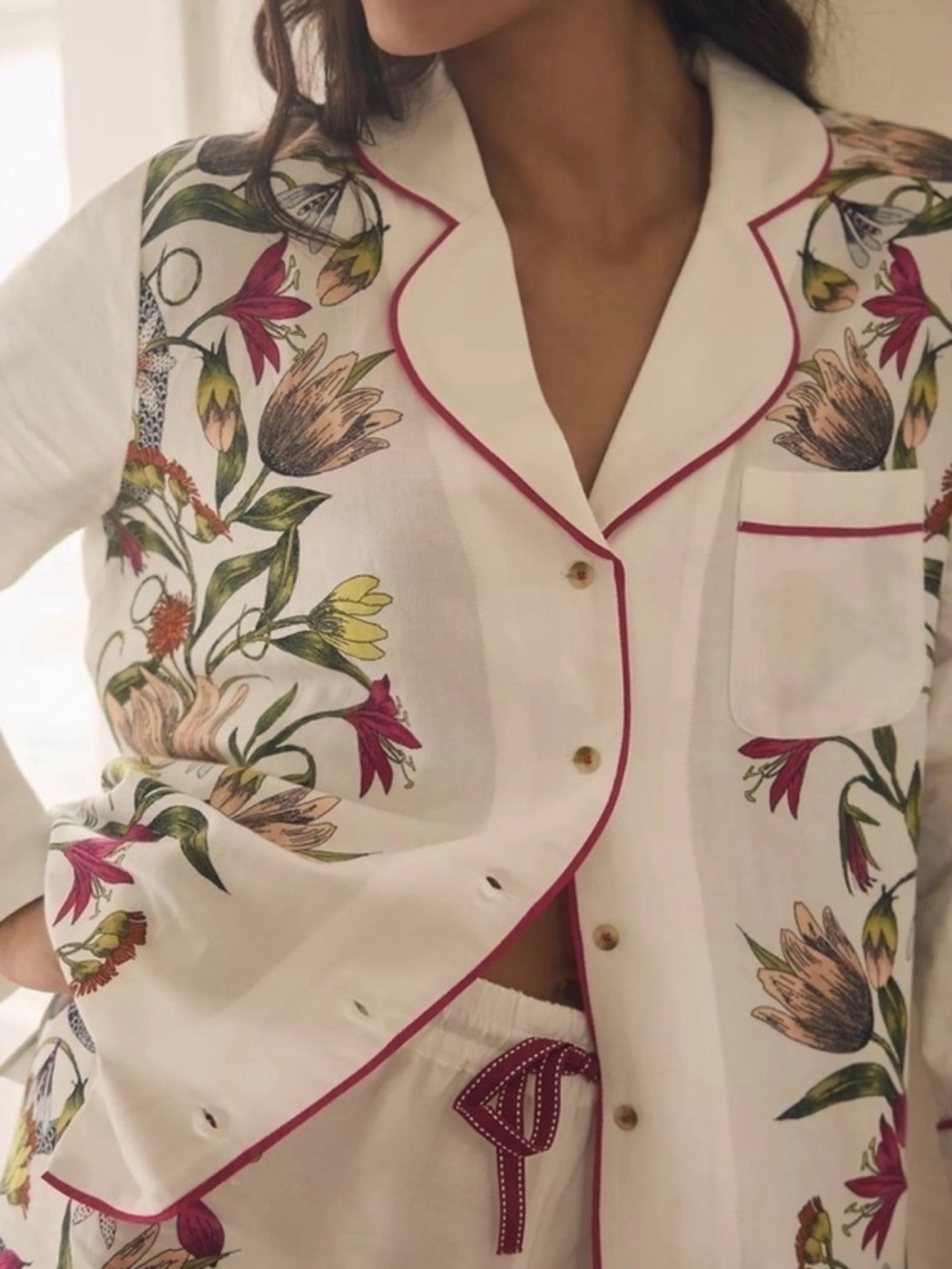Anthropologie Victoria Garcia Floral Pajama Top Buttondown Size Medium NWT - Picture 6 of 13